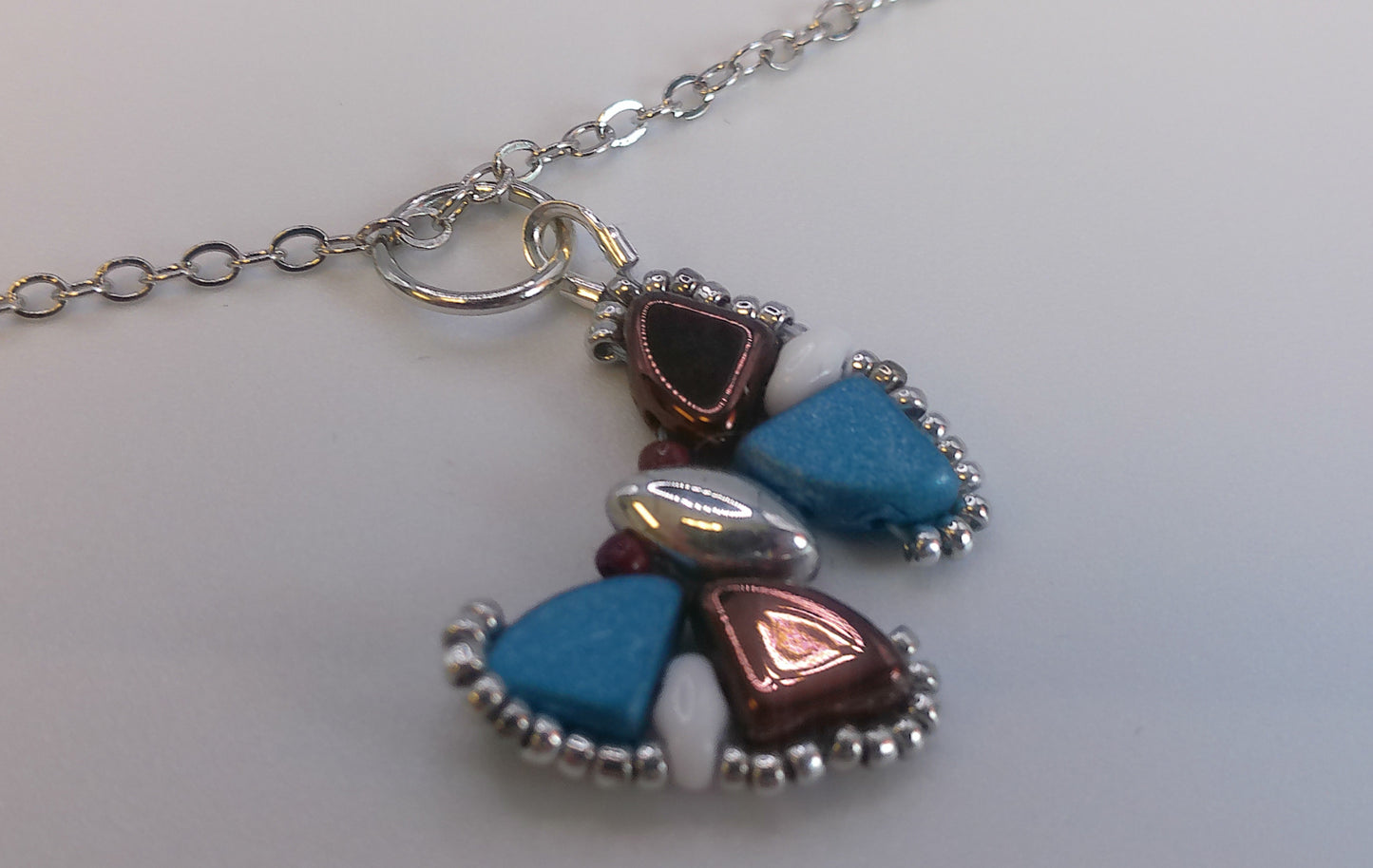 Bronze and Teal Flutterby Necklace
