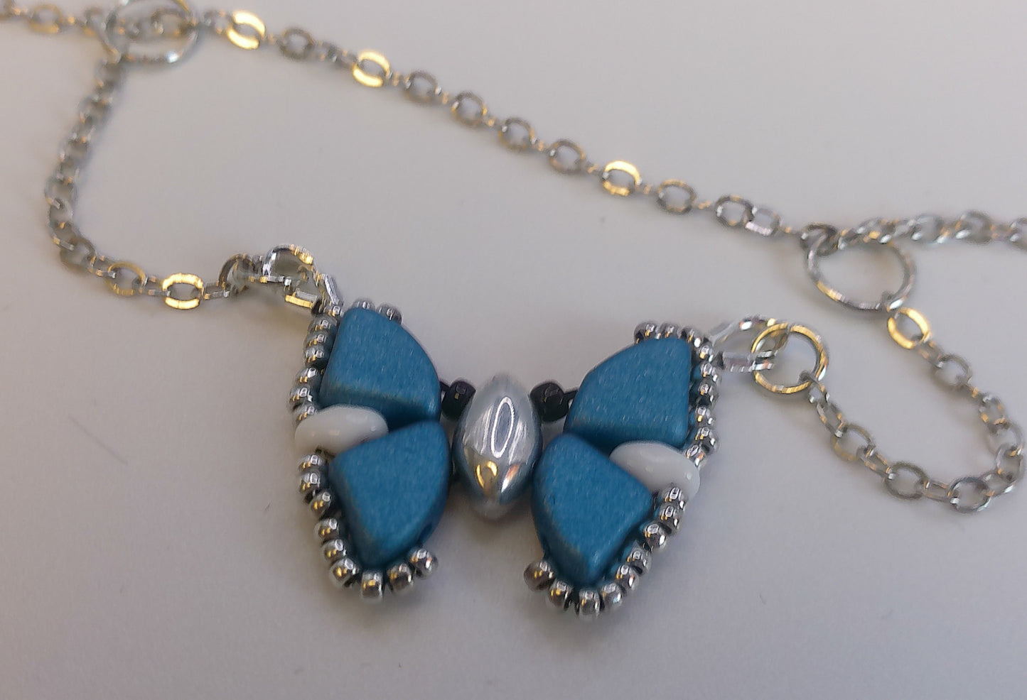 Bronze and Teal Flutterby Necklace