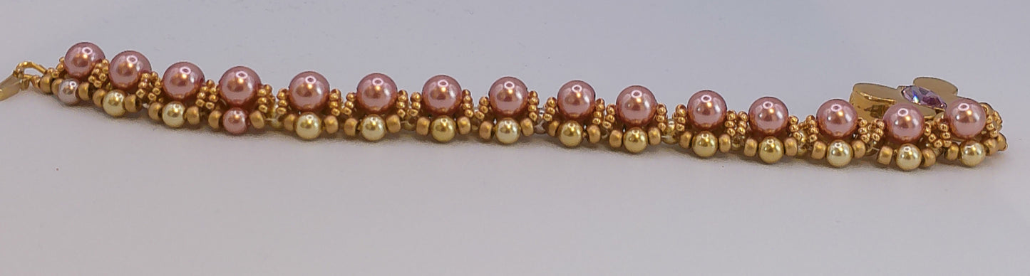 Layered Pearl Bracelet with Butterfly clasp