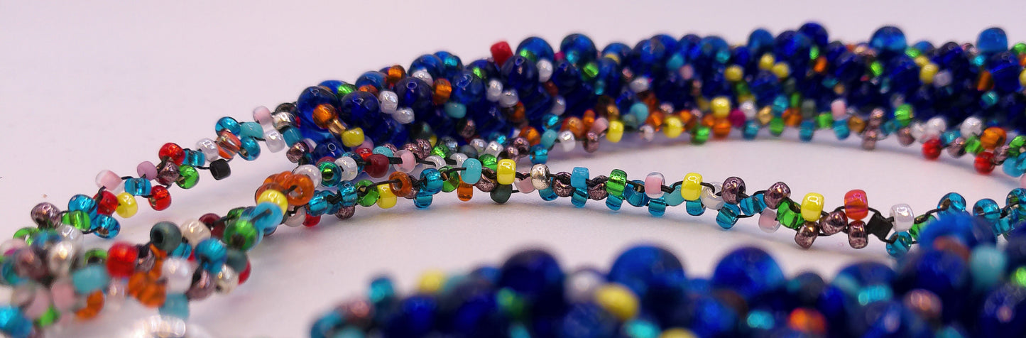 Rainbow Rope Necklace - Blue colorway