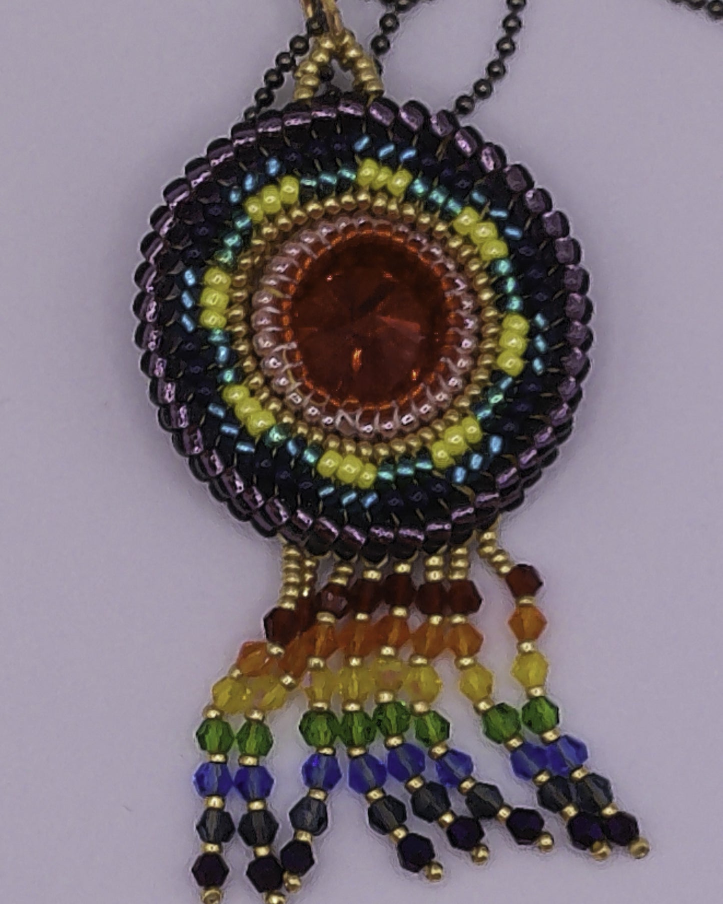 Rainbow Coin with Fringe Necklace