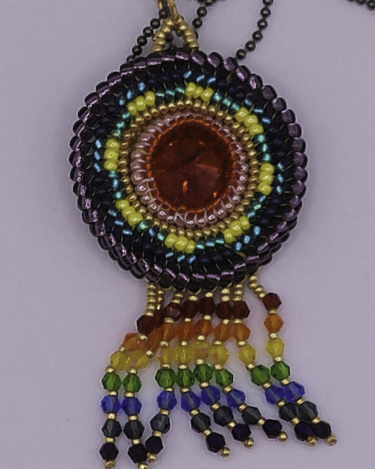 Rainbow Coin with Fringe Necklace
