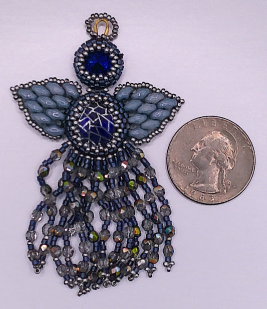 Guardian Angel Pendant/Ornament/Necklace - Sapphire/Silver Colorway