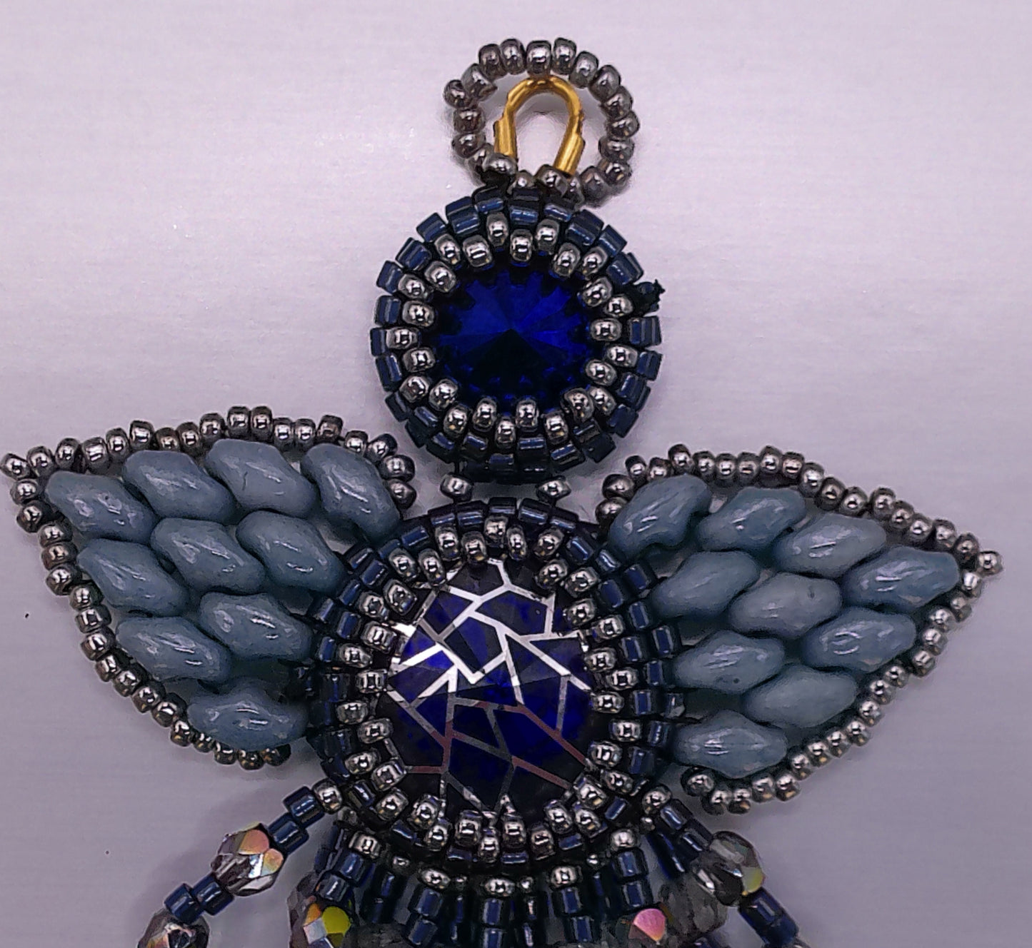 Guardian Angel Pendant/Ornament/Necklace - Sapphire/Silver Colorway